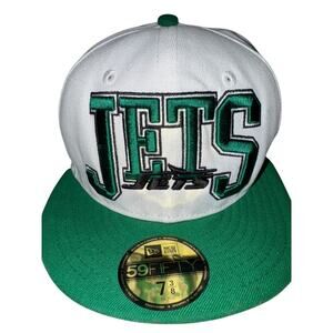 New Era New York NY Jets 59Fifty Fitted Hat White Green Embroidered Logo